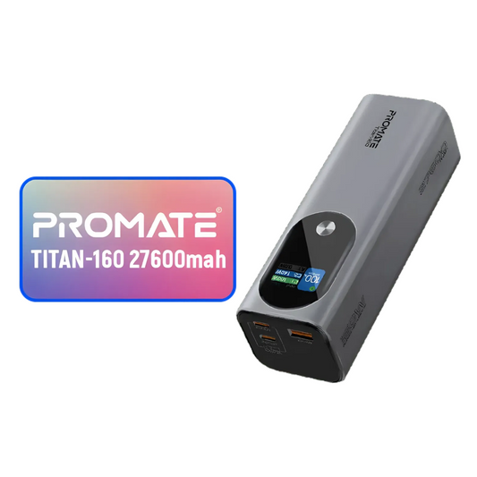 Promate Titan 160 27600mAh Ultra Compact Power Bank | Massive Capacity | 15W Fast Charging | Open Box | TechFndrs