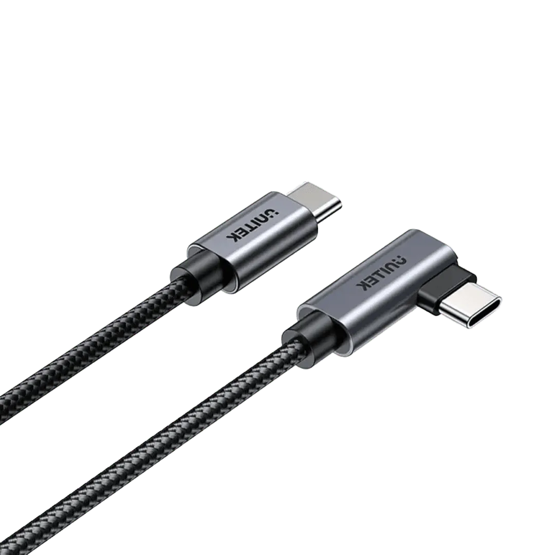 UNITEK 100W USB-C Cable 90 Degrees | 1 Meter Fast Charging | Right Angle Design | Nylon Braided | TechFndrs