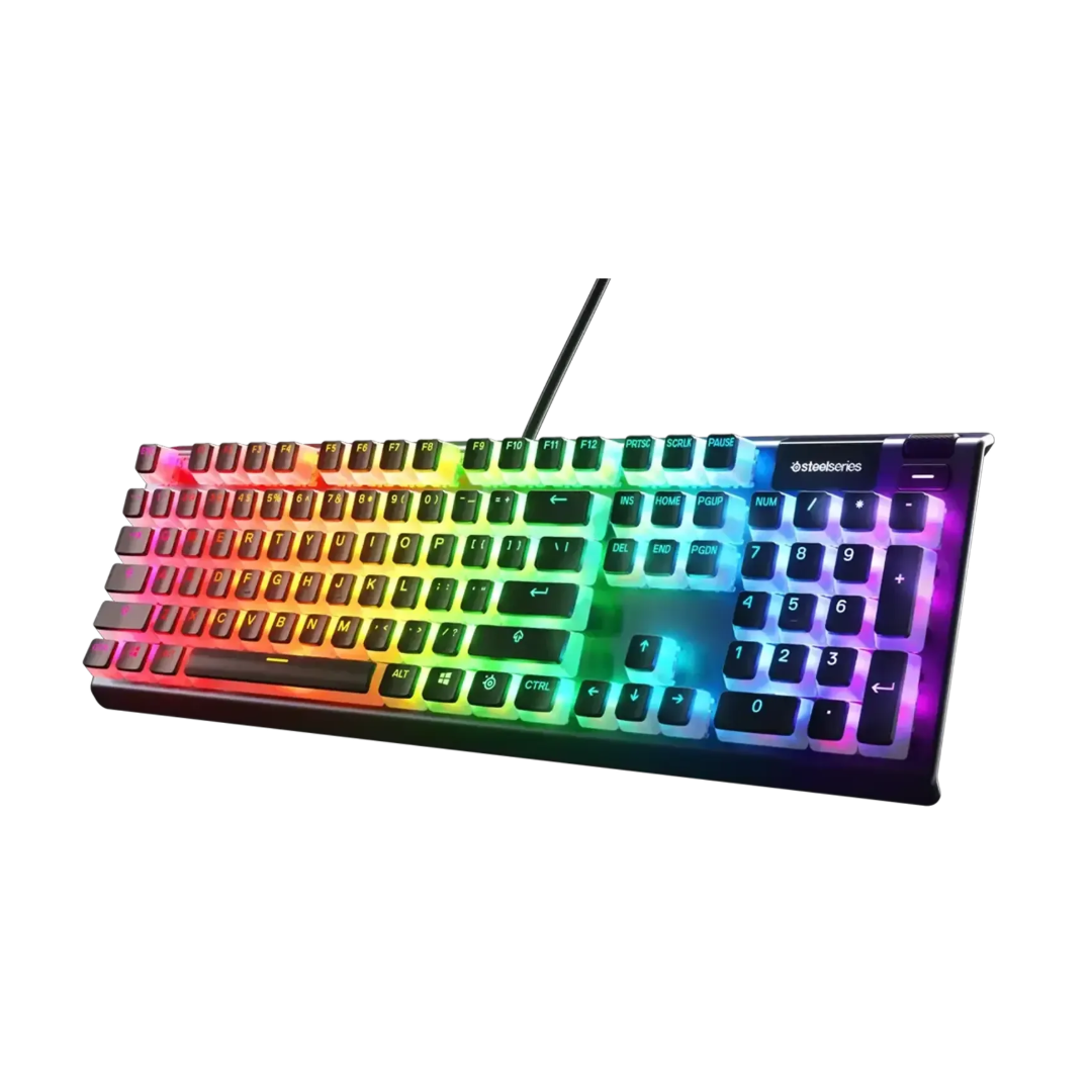 SteelSeries PBT Double-Shot Keycaps | 104 Key Set | OEM Profile | Durable Black Finish | For Mechanical Keyboards | TechFndrs