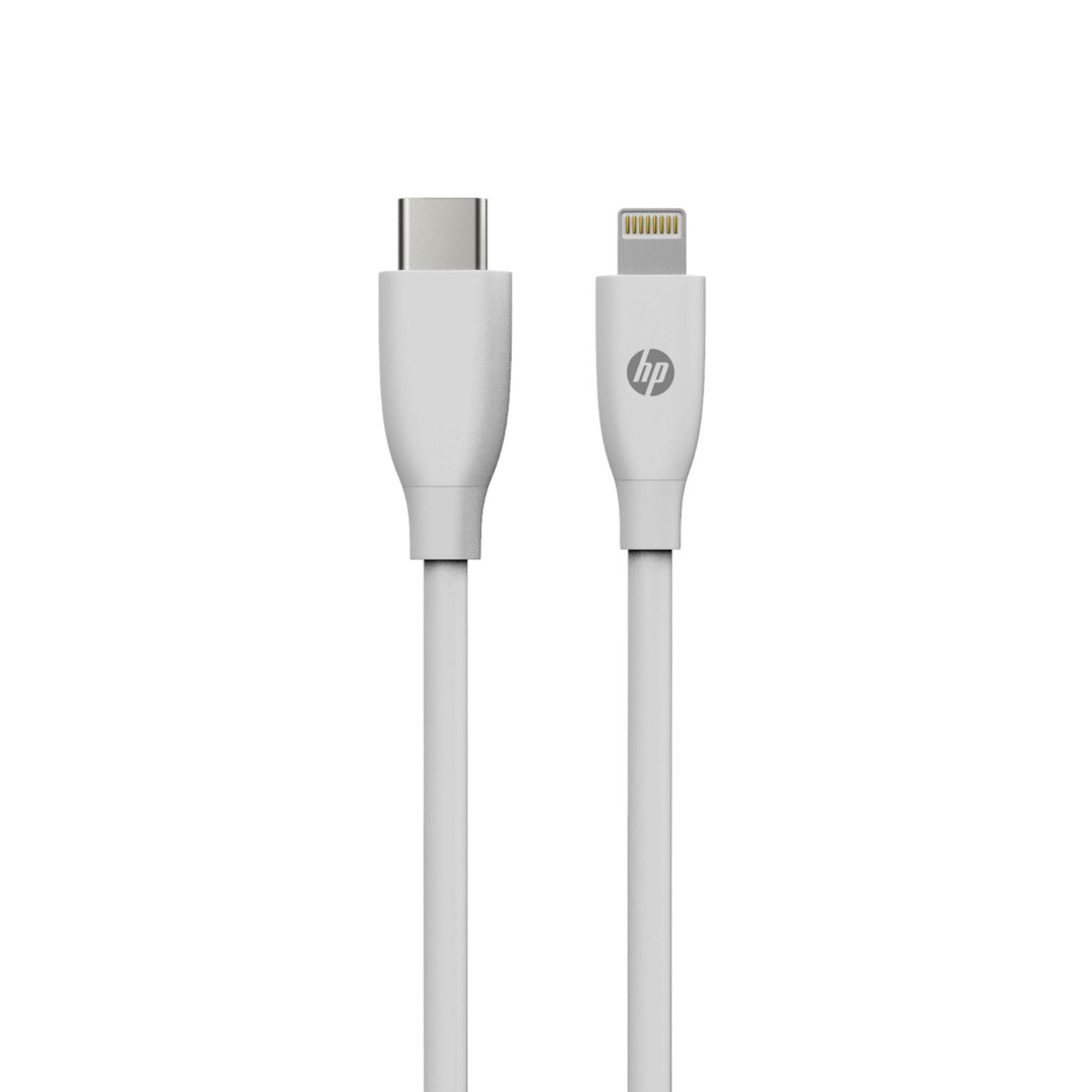 HP DHC-MF102 USB-C to Lightning Cable 1m | MFi Certified | 5V/3A Fast Charging & Sync | White | TechFndrs