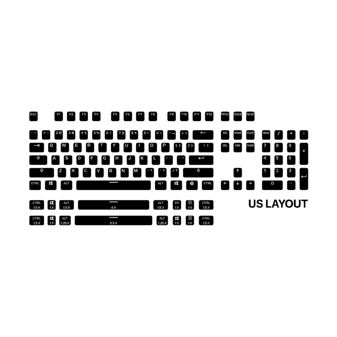 SteelSeries PBT Double-Shot Keycaps | 104 Key Set | OEM Profile | Durable Black Finish | For Mechanical Keyboards | TechFndrs