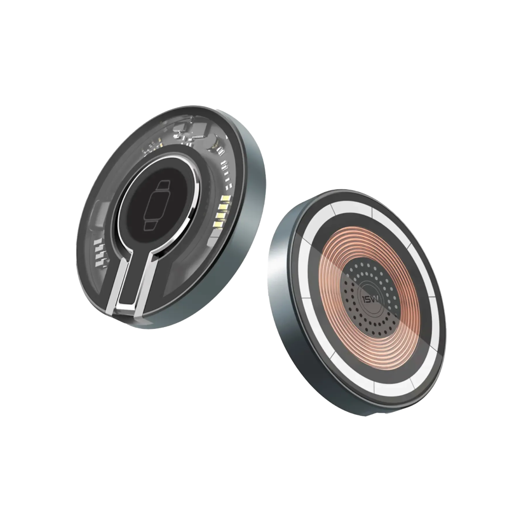 Promate MagRing 2-in-1 Transparent MagSafe Wireless Charging Station | 15W Phone & 3W Apple Watch Charger | Foldable Kickstand | TechFndrs