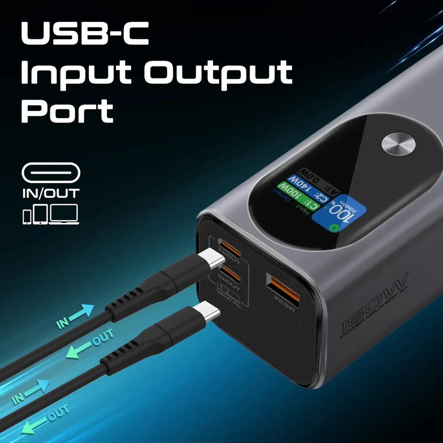 Promate Titan 160 27600mAh Ultra Compact Power Bank | Massive Capacity | 15W Fast Charging | Open Box | TechFndrs