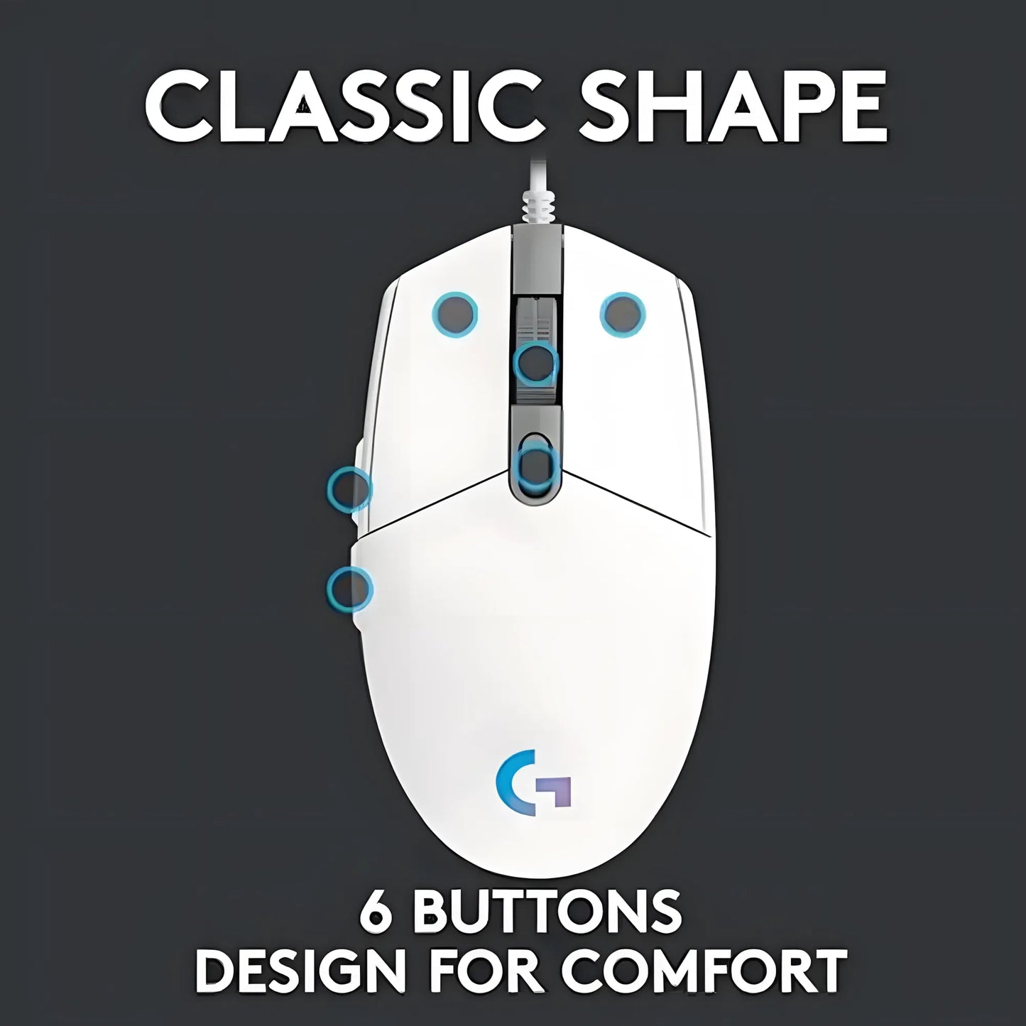 Logitech G102 LIGHTSYNC RGB Gaming Mouse | 8,000 DPI | 6 Programmable Buttons | Classic Design | White | TechFndrs