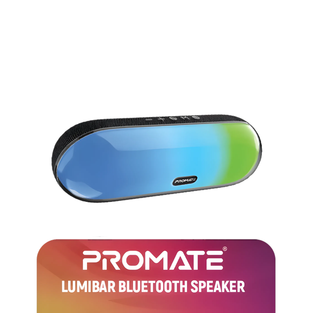 Promate LumiBar Portable Bluetooth Speaker | 12H Playtime | IP67 Waterproof | LED Mood Light | TechFndrs