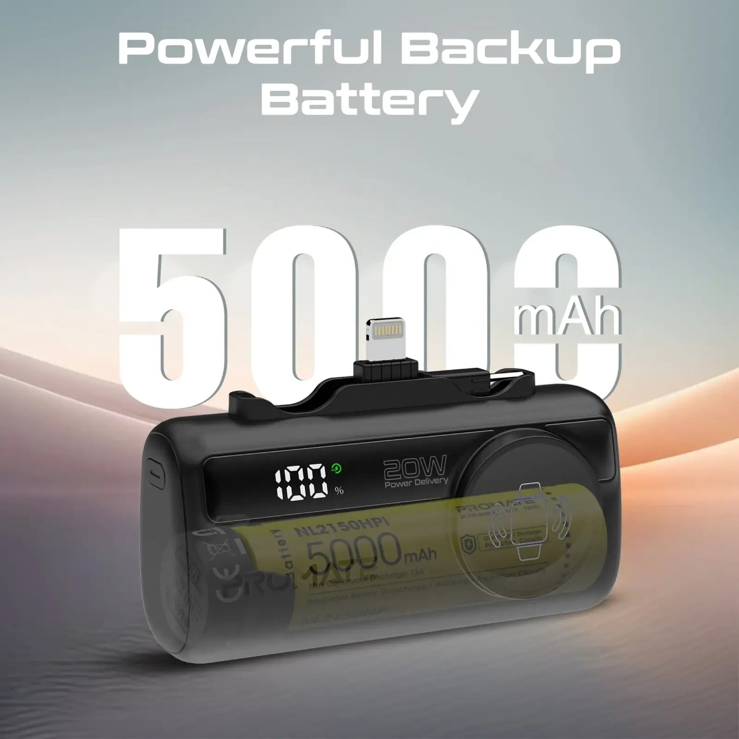 Promate PowerUp Trio 5000mAh Ultra Compact Power Bank | 3-in-1 Cable | Keychain Design | Pocket Power | TechFndrs