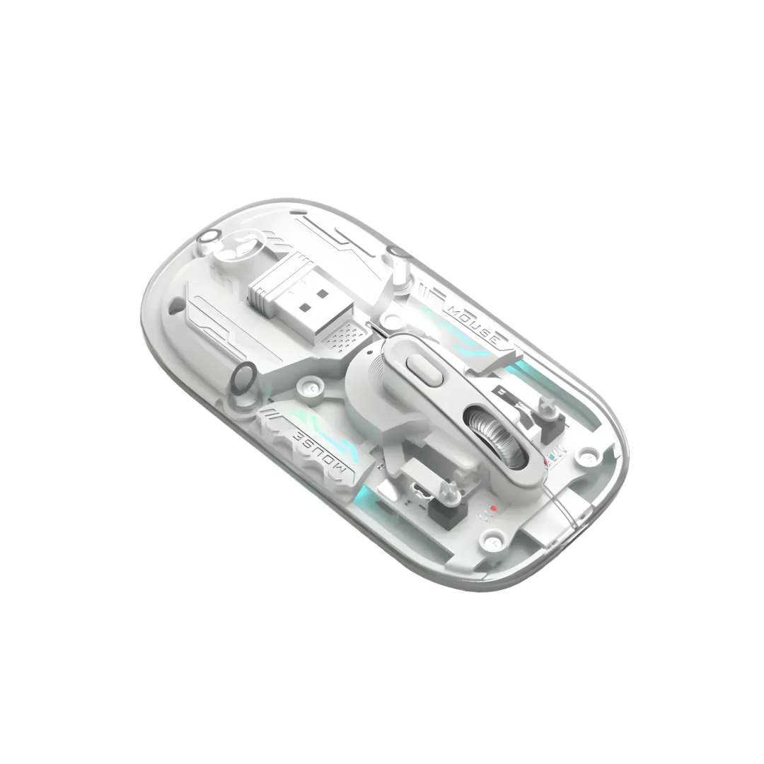 Marvo M808W Wireless Mouse | Dual Mode BT 5.1 & 2.4G | 1600 DPI | Silent Clicks | 63g Ultralight | Transparent Design | TechFndrs