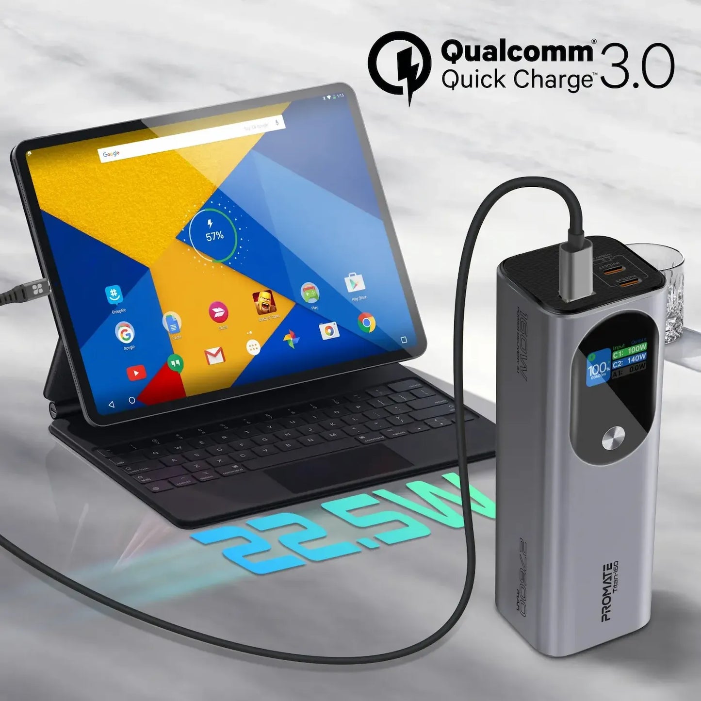 Promate Titan 160 27600mAh Ultra Compact Power Bank | Massive Capacity | 15W Fast Charging | Open Box | TechFndrs