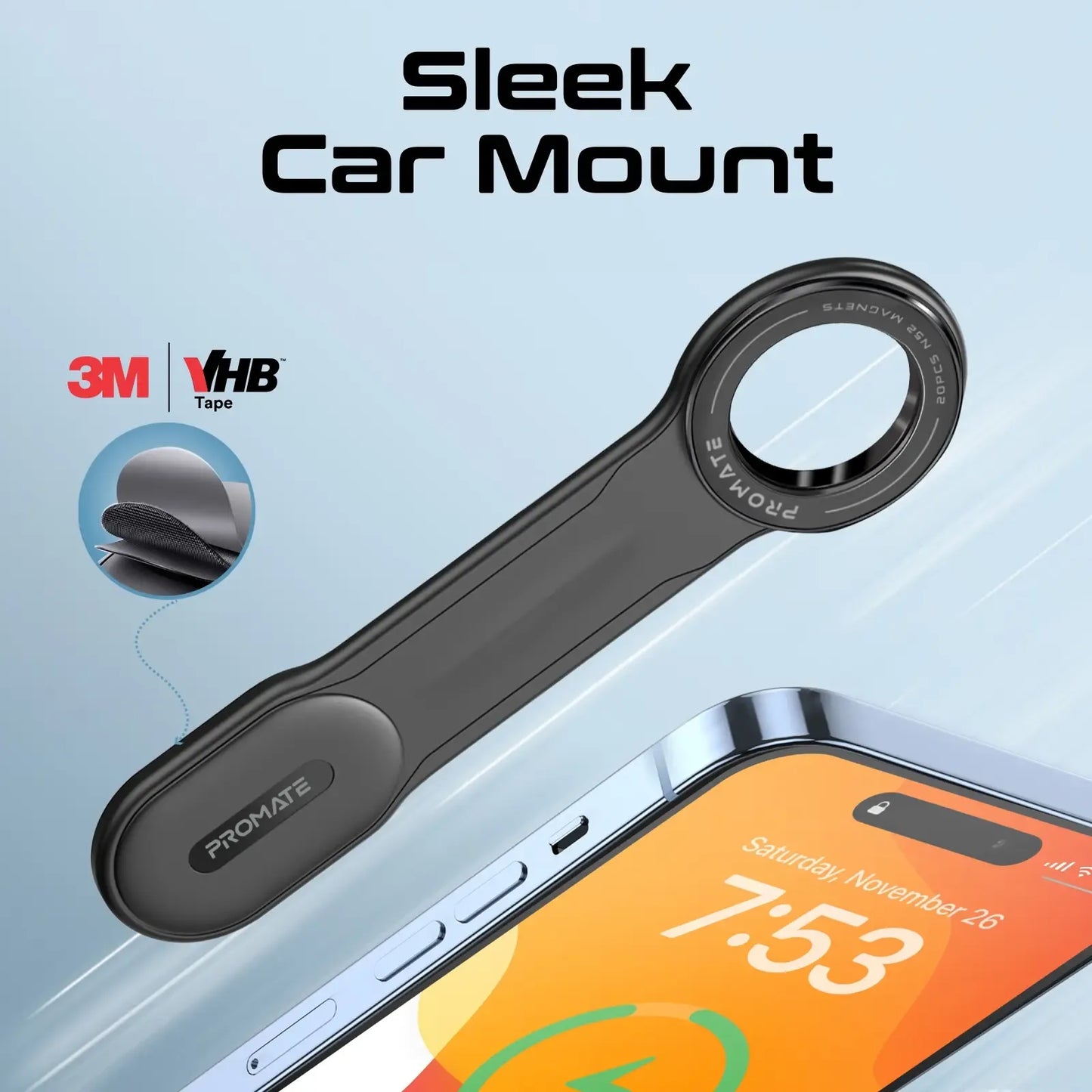 Promate Cradleless Smartphone Holder | Universal Phone Grip | Desk & Car Mount | One-Hand Operation | TechFndrs