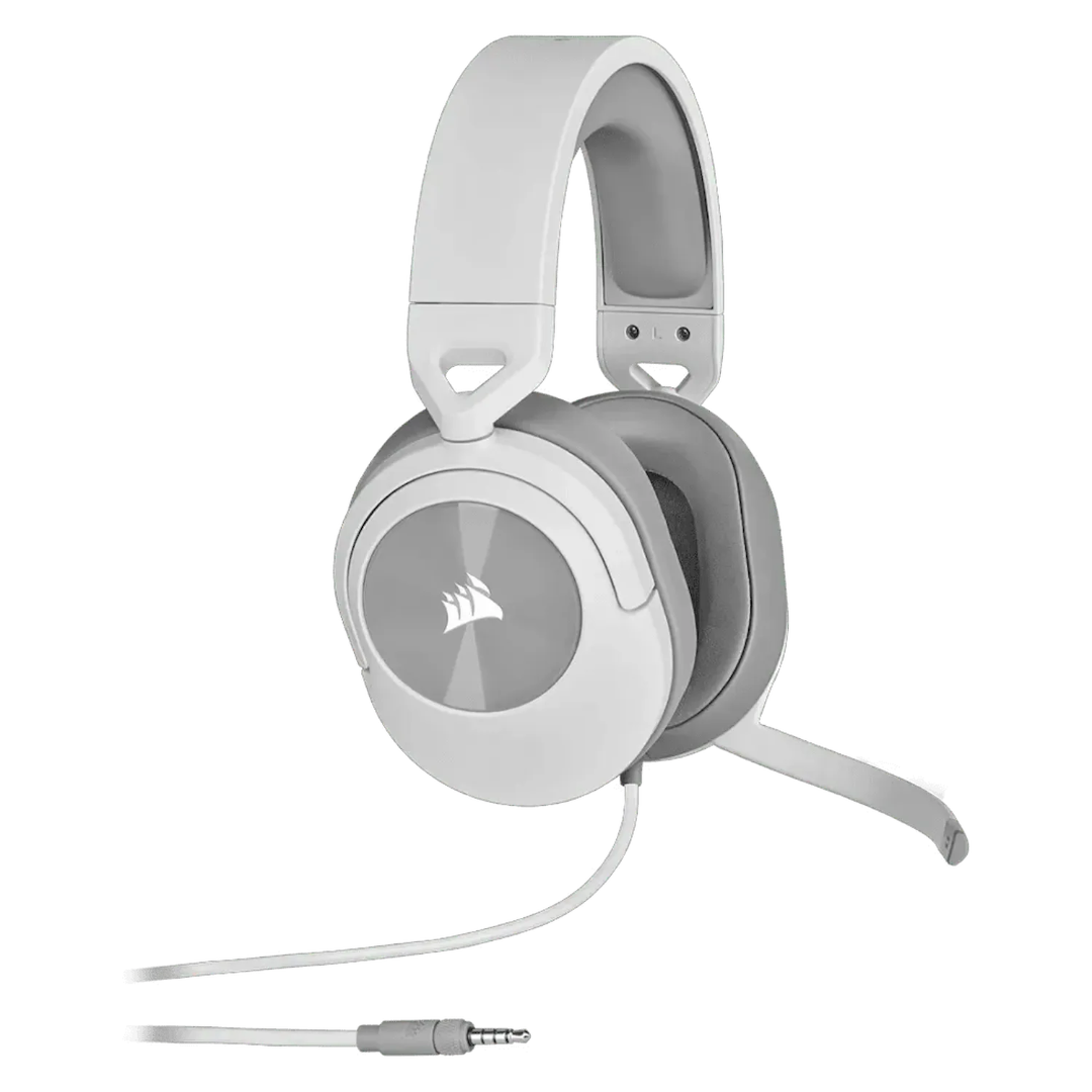 HS55 SURROUND Wired Gaming Headset - White | Dolby Audio 7.1 | 50mm Neodymium Drivers | Multi-Platform | TechFndrs