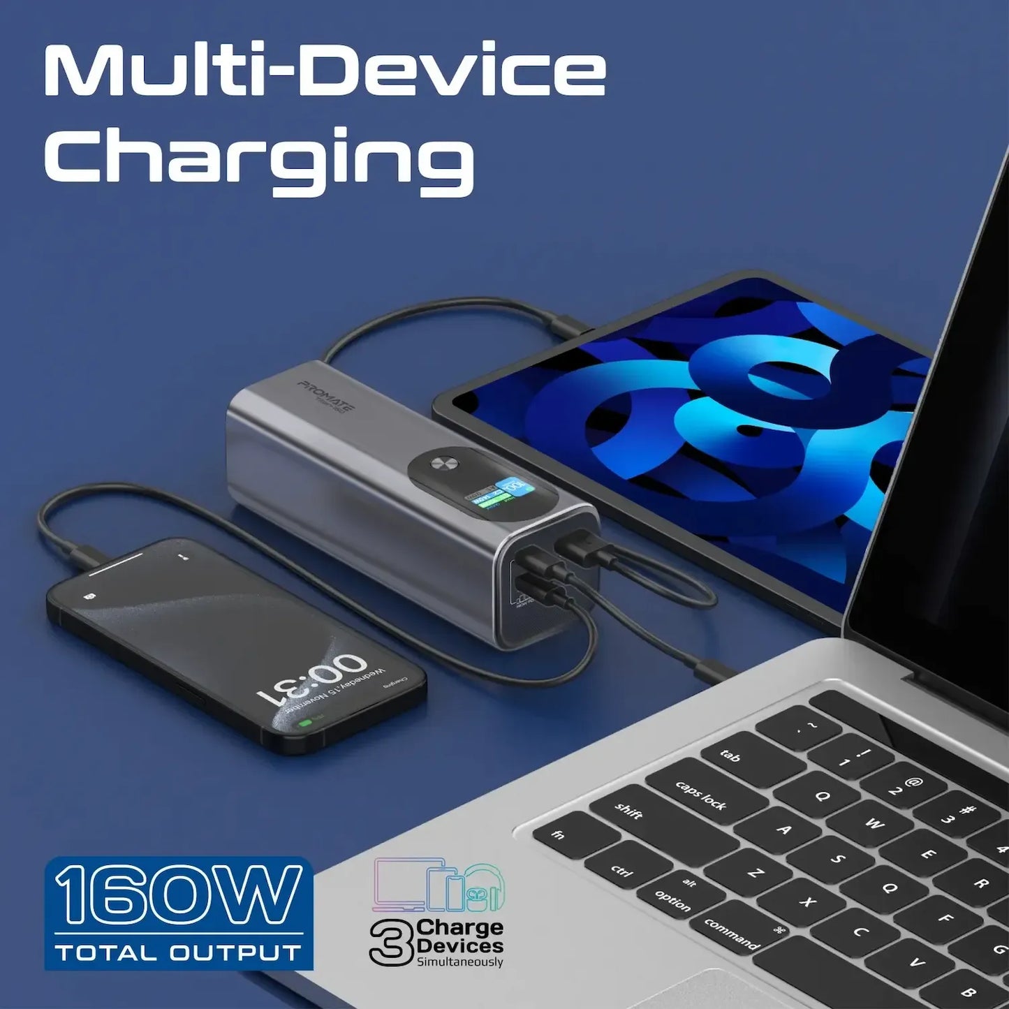 Promate Titan 160 27600mAh Ultra Compact Power Bank | Massive Capacity | 15W Fast Charging | Open Box | TechFndrs