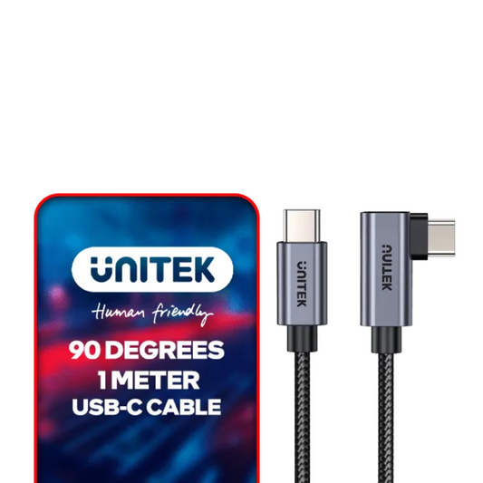 UNITEK 100W USB-C Cable 90 Degrees | 1 Meter Fast Charging | Right Angle Design | Nylon Braided | TechFndrs