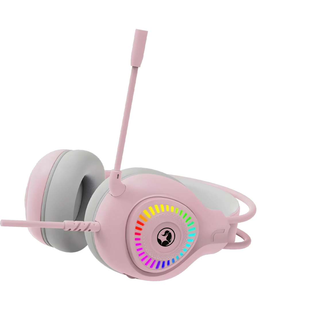 Marvo H-8325 PULZ 30 Wired Gaming Headset | 7.1 Virtual Surround Sound | RGB Lighting | Noise-Cancelling Mic | Pink | TechFndrs