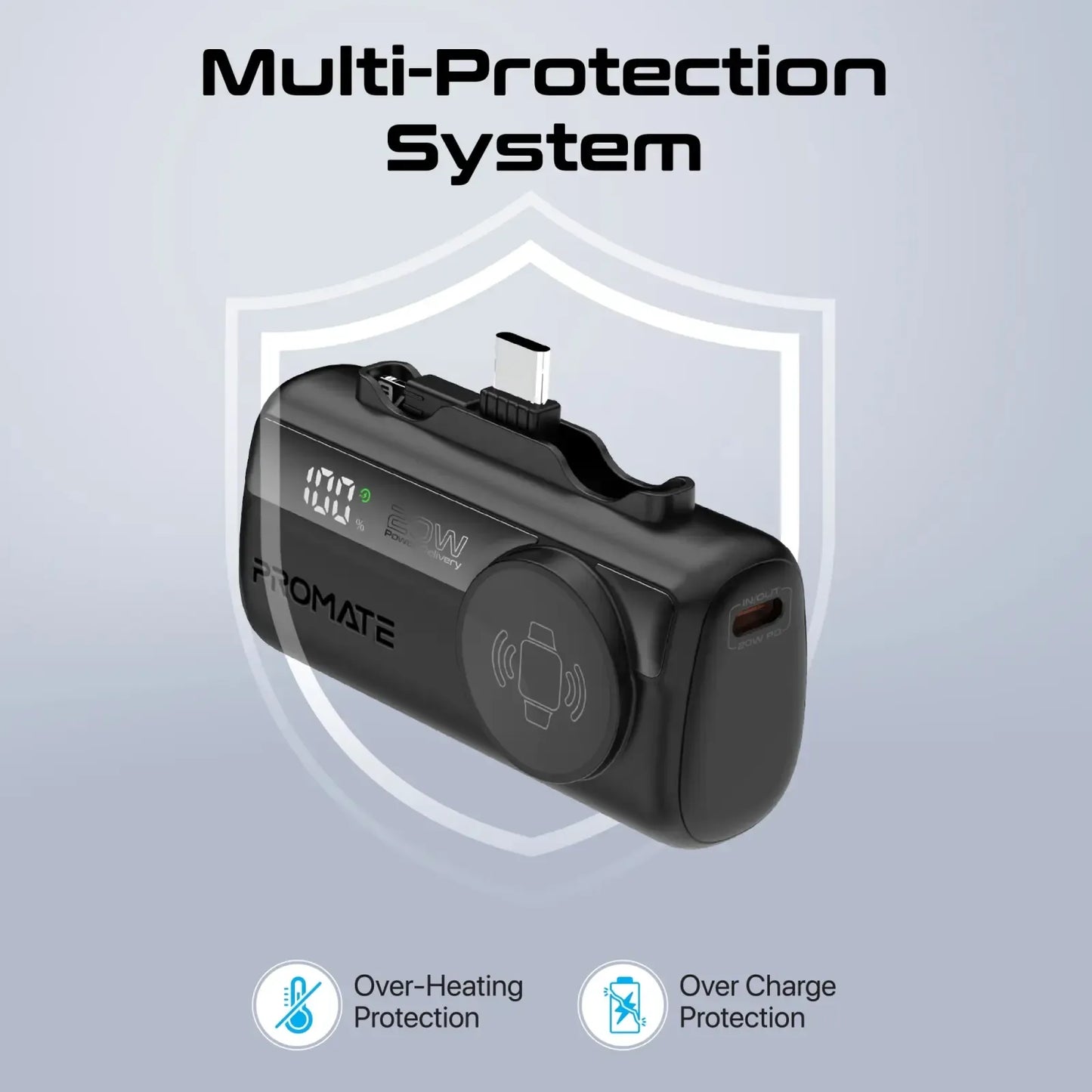 Promate PowerUp Trio 5000mAh Ultra Compact Power Bank | 3-in-1 Cable | Keychain Design | Pocket Power | TechFndrs