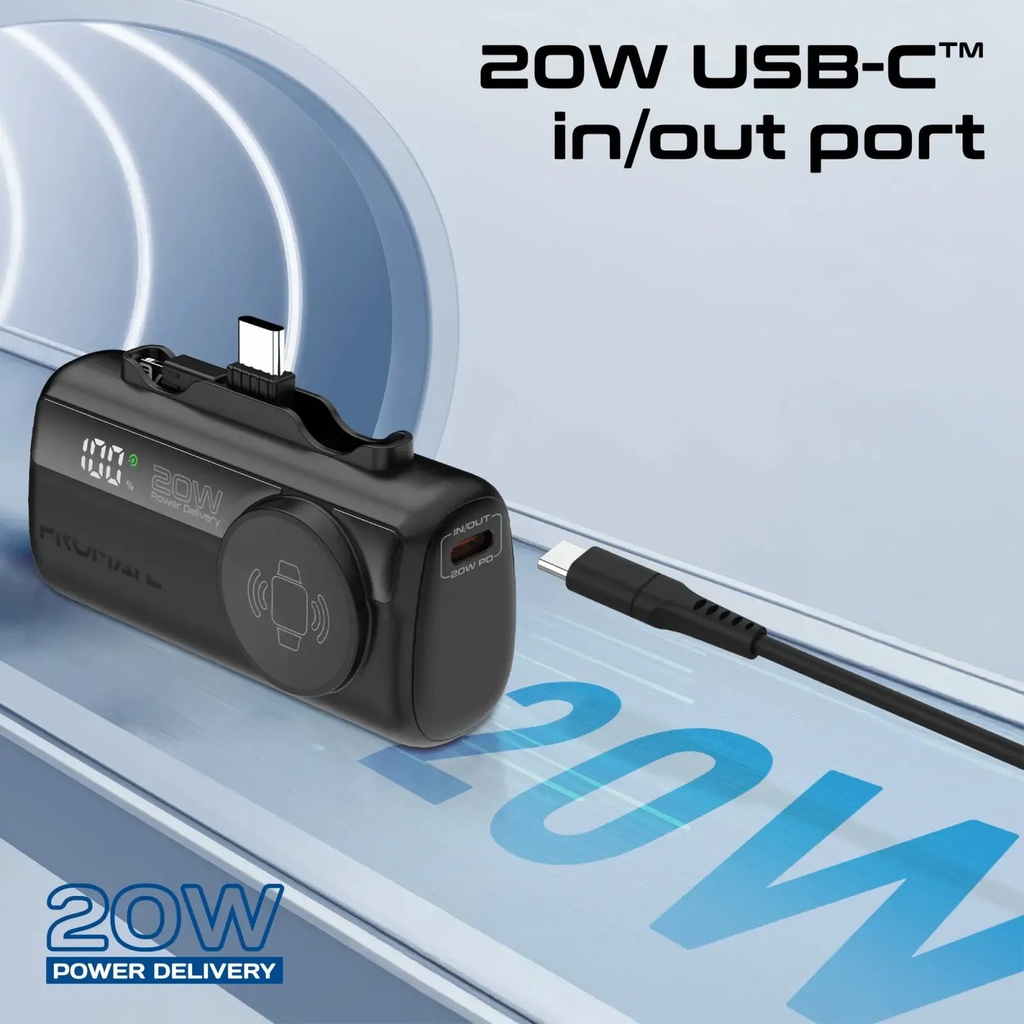 Promate PowerUp Trio 5000mAh Ultra Compact Power Bank | 3-in-1 Cable | Keychain Design | Pocket Power | TechFndrs