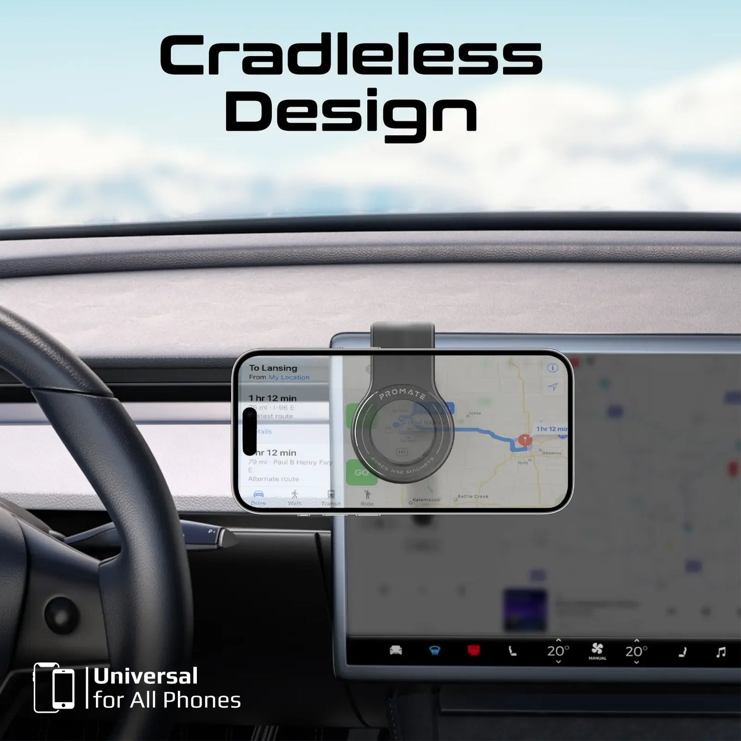 Promate Cradleless Smartphone Holder | Universal Phone Grip | Desk & Car Mount | One-Hand Operation | TechFndrs
