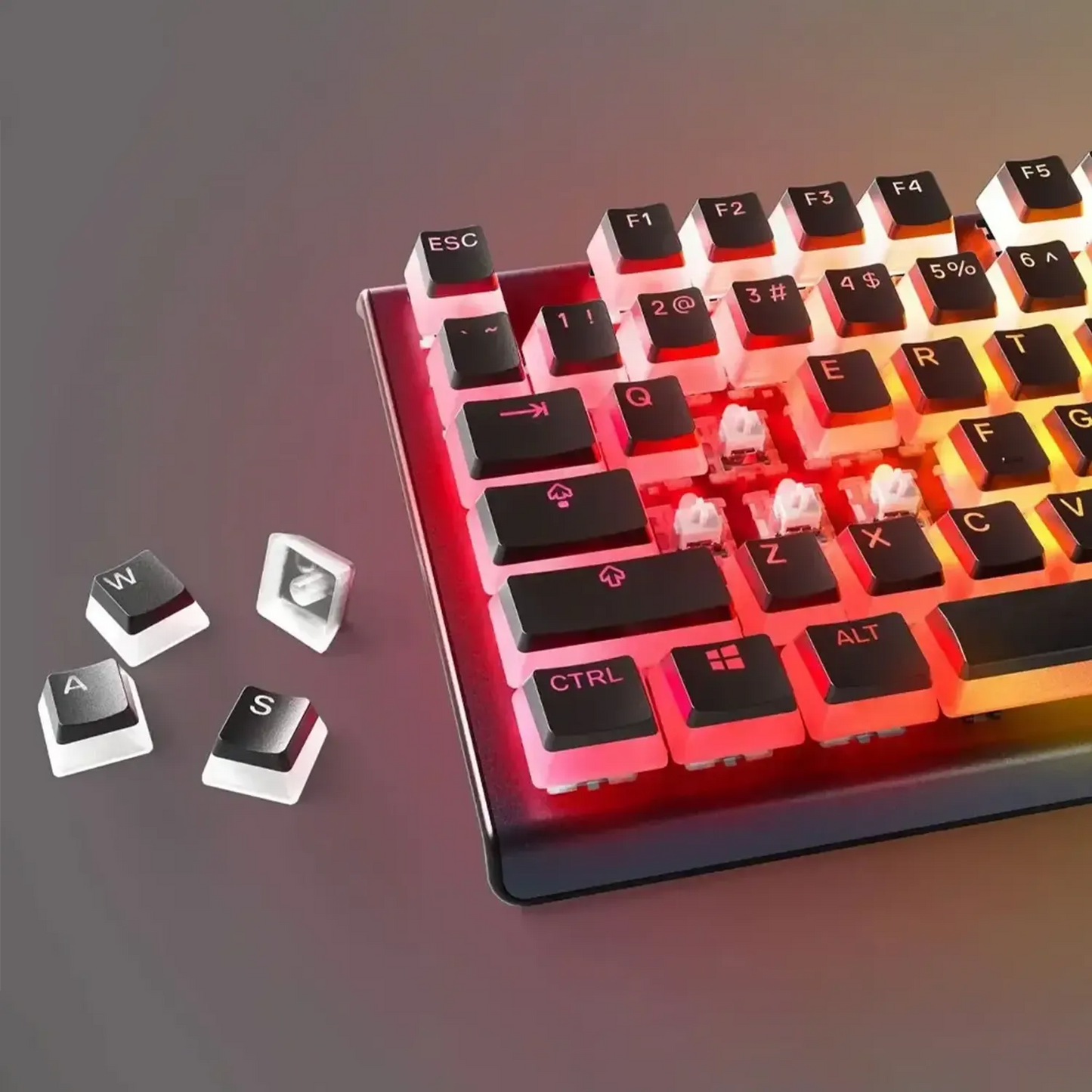 SteelSeries PBT Double-Shot Keycaps | 104 Key Set | OEM Profile | Durable Black Finish | For Mechanical Keyboards | TechFndrs