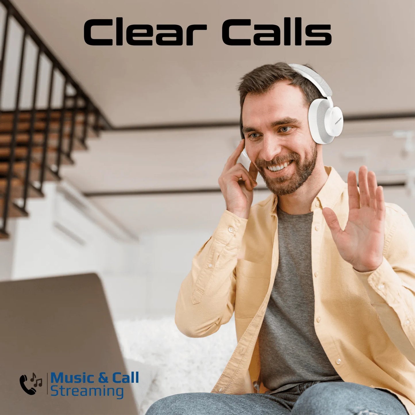 Promate Takt High Fidelity Over-Ear Stereo Wireless Headphones | 12H Playtime | Bluetooth 5.4 | Foldable | White | TechFndrs