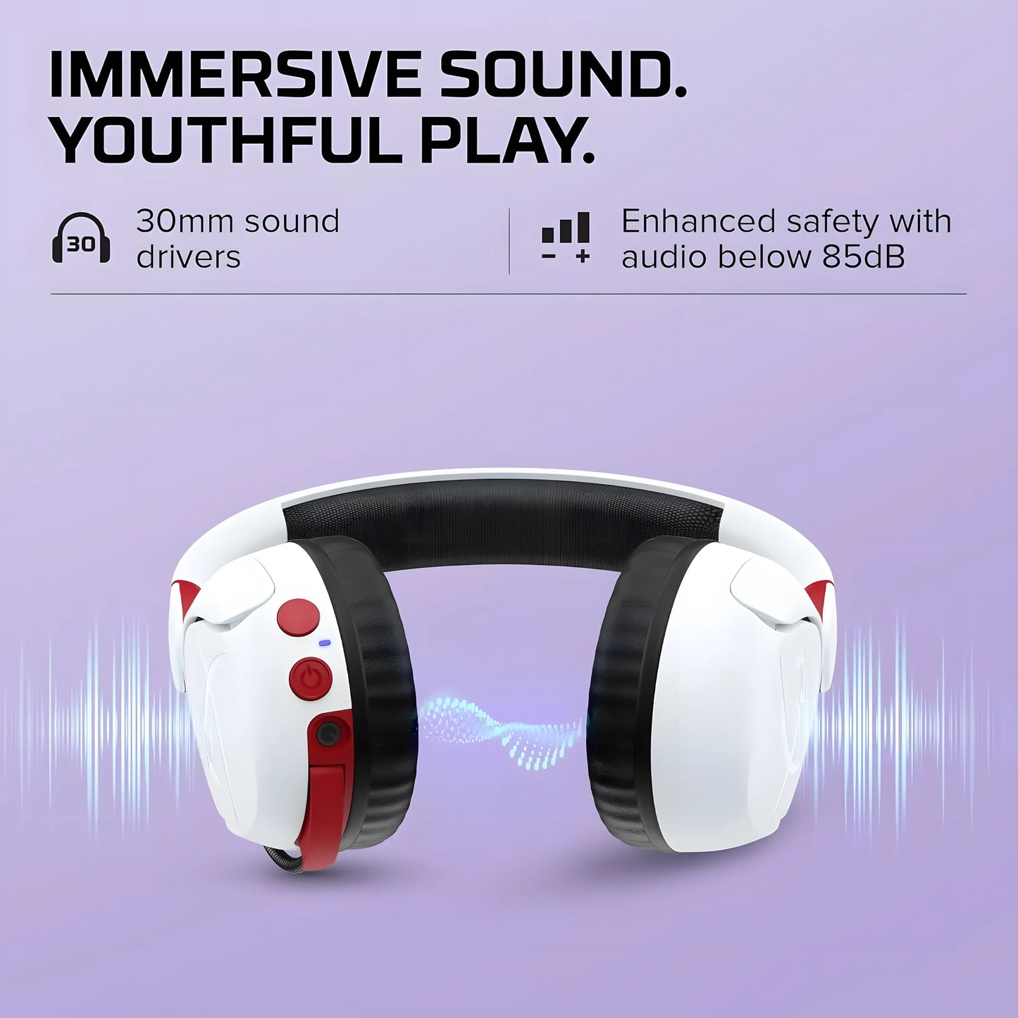 HyperX Cloud Mini Wireless Gaming Headset | 25-Hour Battery | Volume Safe (<85dB) | For Ages 8-12 | White or Black | TechFndrs