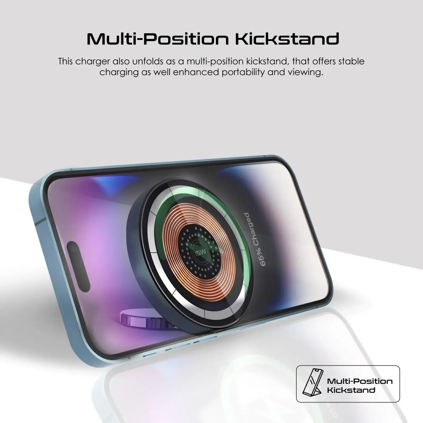 Promate MagRing 2-in-1 Transparent MagSafe Wireless Charging Station | 15W Phone & 3W Apple Watch Charger | Foldable Kickstand | TechFndrs