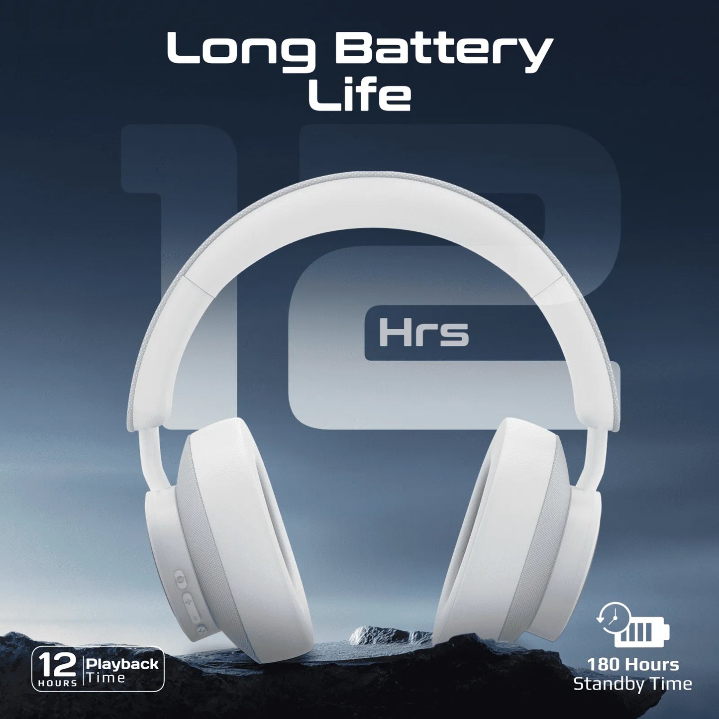 Promate Takt High Fidelity Over-Ear Stereo Wireless Headphones | 12H Playtime | Bluetooth 5.4 | Foldable | White | TechFndrs