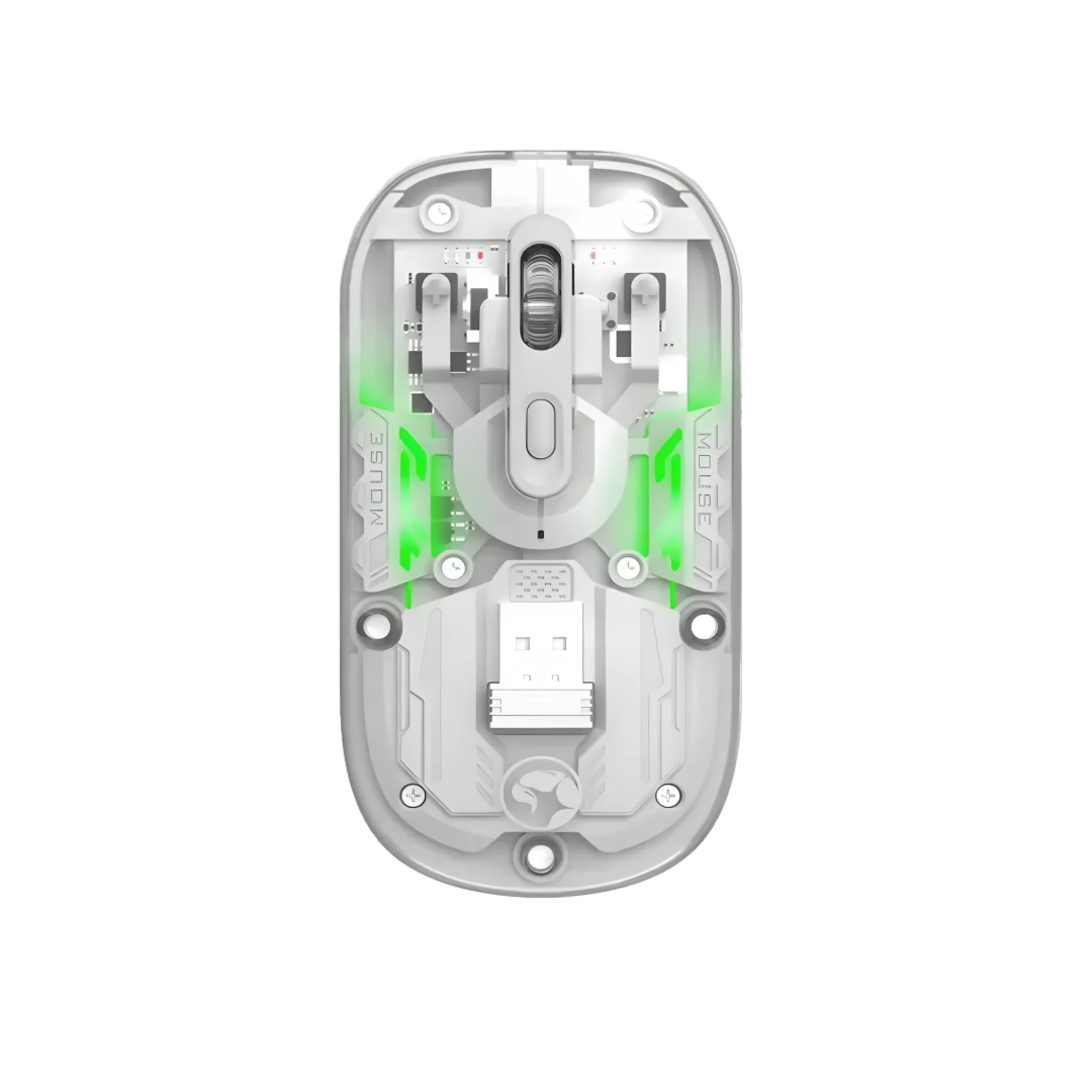Marvo M808W Wireless Mouse | Dual Mode BT 5.1 & 2.4G | 1600 DPI | Silent Clicks | 63g Ultralight | Transparent Design | TechFndrs