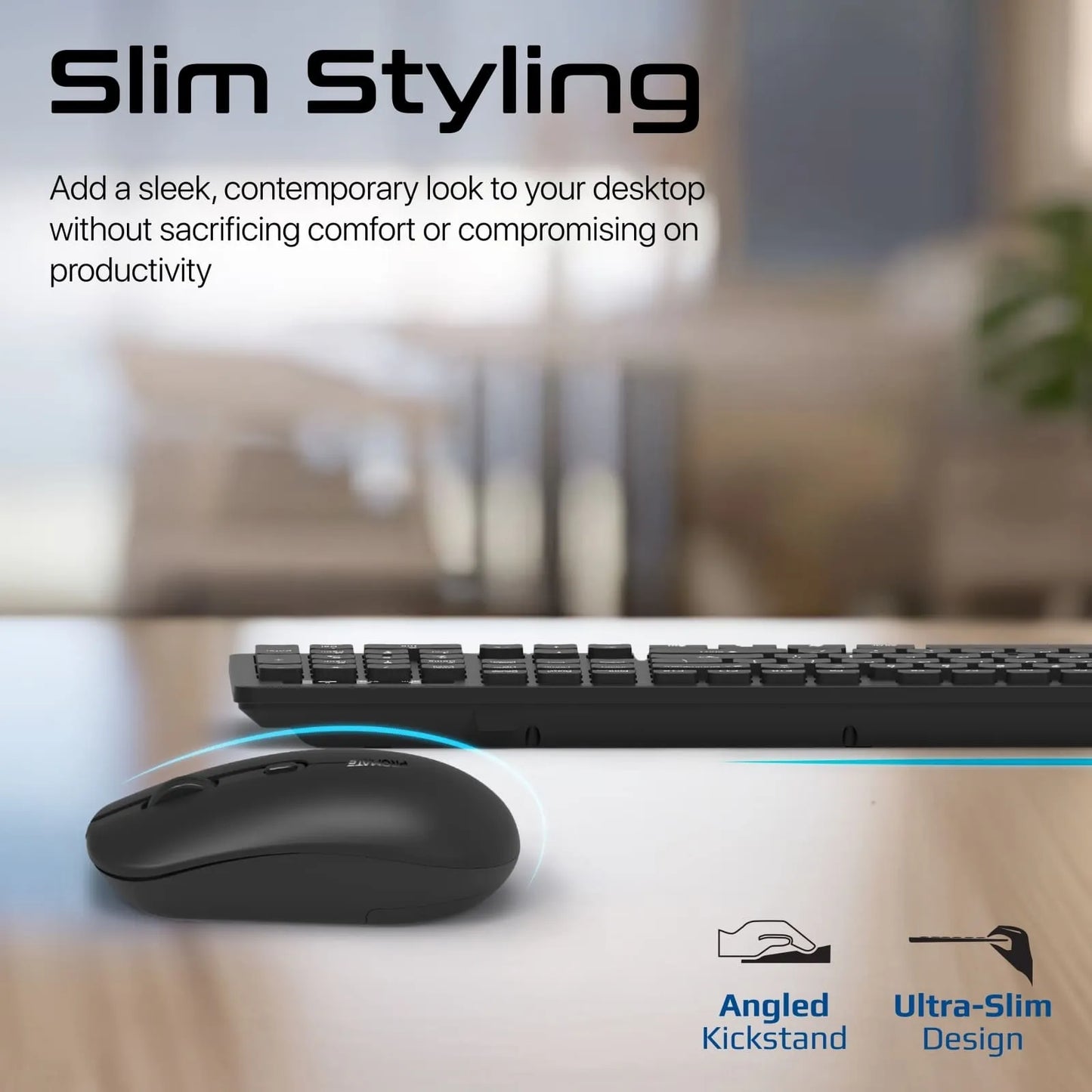 Promate ProCombo 13 Wireless Mouse & Keyboard Combo | 2.4GHz USB Receiver | Silent Keys | 1600 DPI | TechFndrs