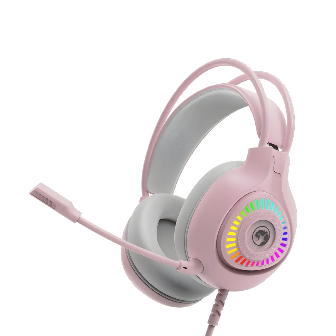 Marvo H-8325 PULZ 30 Wired Gaming Headset | 7.1 Virtual Surround Sound | RGB Lighting | Noise-Cancelling Mic | Pink | TechFndrs