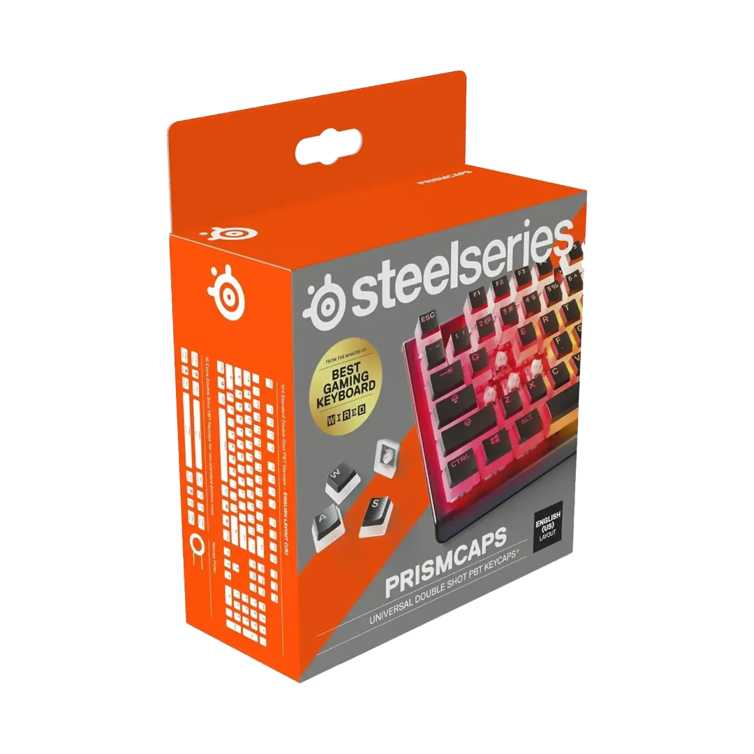 SteelSeries PBT Double-Shot Keycaps | 104 Key Set | OEM Profile | Durable Black Finish | For Mechanical Keyboards | TechFndrs