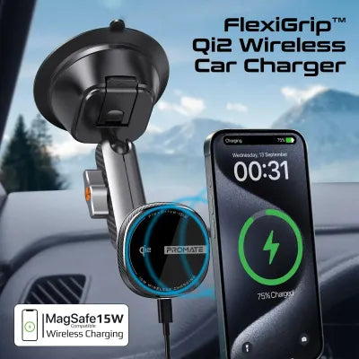 FlexiGrip 15W MagSafe Qi2 Wireless Charger | Adjustable Phone Holder | Fast Charging Stand | TechFndrs
