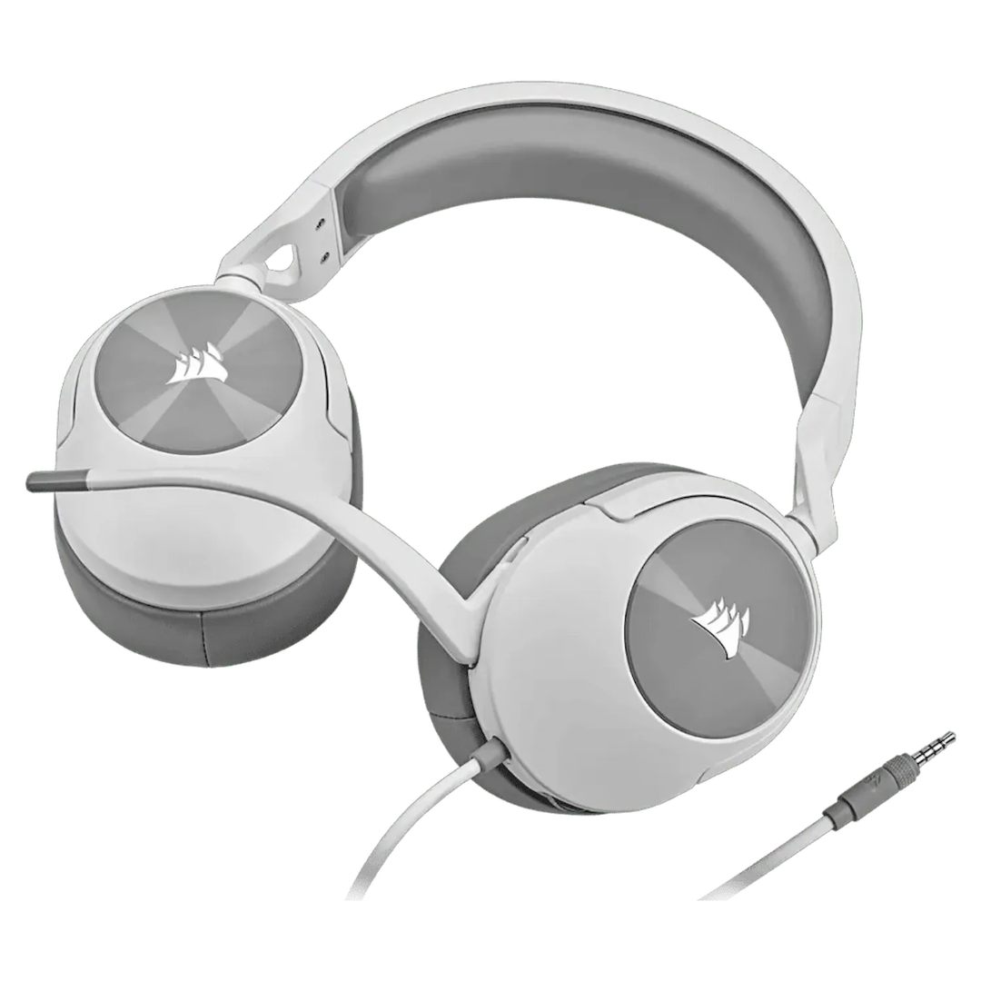 HS55 SURROUND Wired Gaming Headset - White | Dolby Audio 7.1 | 50mm Neodymium Drivers | Multi-Platform | TechFndrs