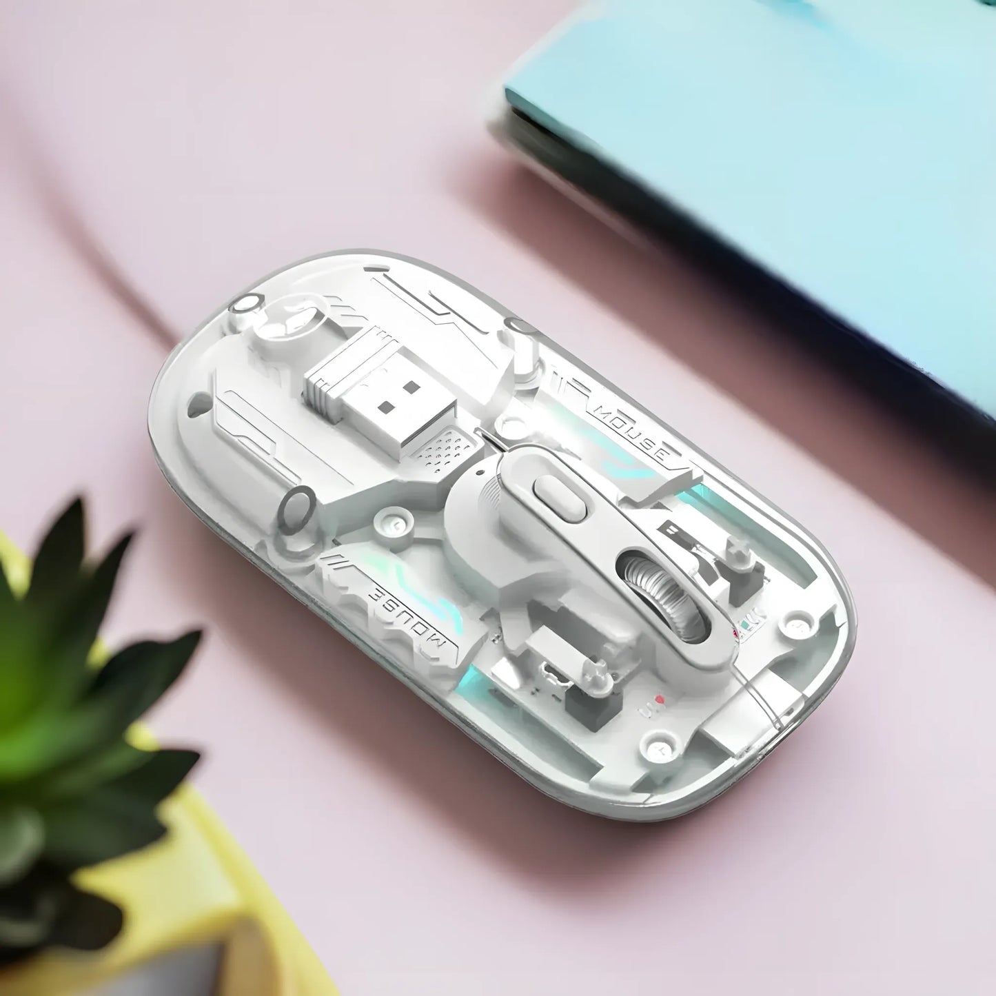 Marvo M808W Wireless Mouse | Dual Mode BT 5.1 & 2.4G | 1600 DPI | Silent Clicks | 63g Ultralight | Transparent Design | TechFndrs