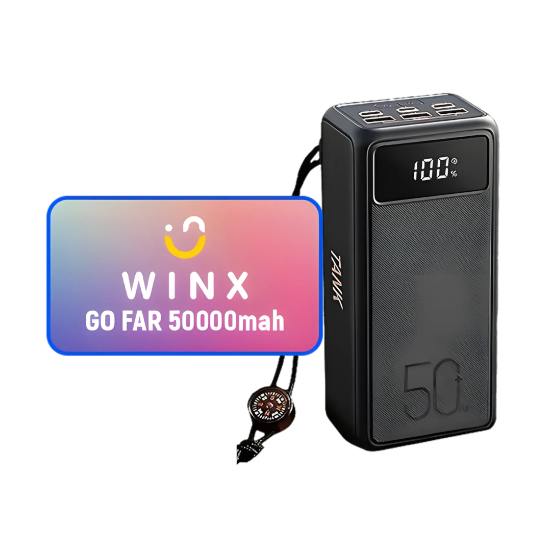 Winx GO Far 50000mAh Power Bank | 20W PD Fast Charging | 4-Port Output | Digital Display | Ultra High Capacity | TechFndrs