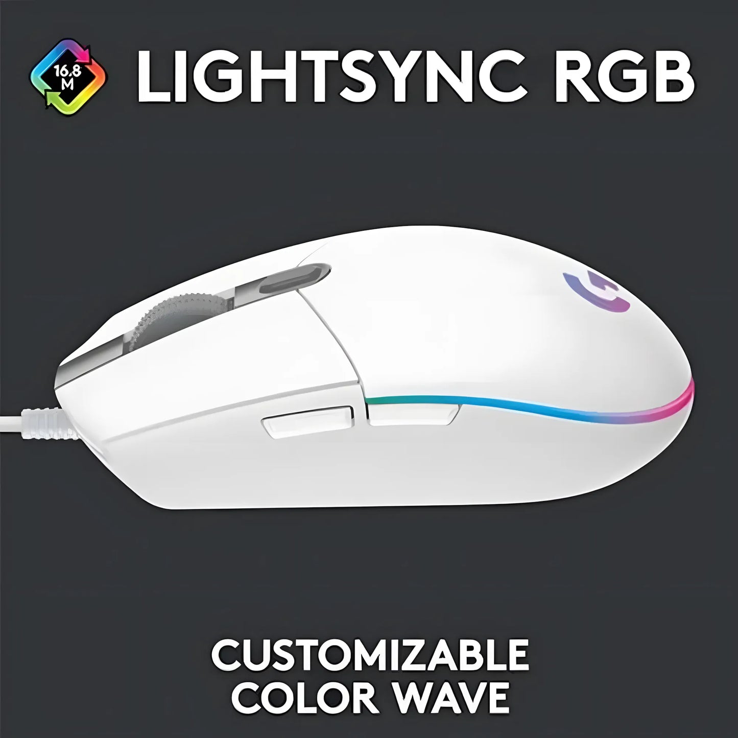 Logitech G102 LIGHTSYNC RGB Gaming Mouse | 8,000 DPI | 6 Programmable Buttons | Classic Design | White | TechFndrs