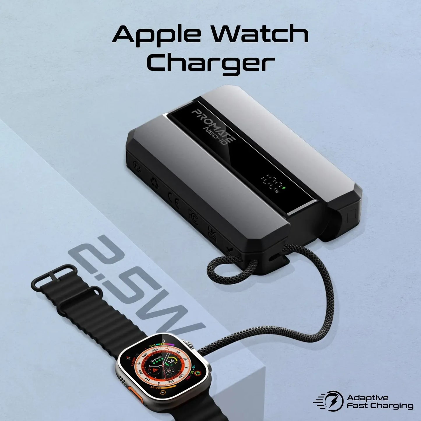 Promate NEO 10 10000mAh Ultra-Fast Power Bank | 22.5W Super Fast Charging | Dual USB-C & USB-A | Compact Design | Grey | TechFndrs