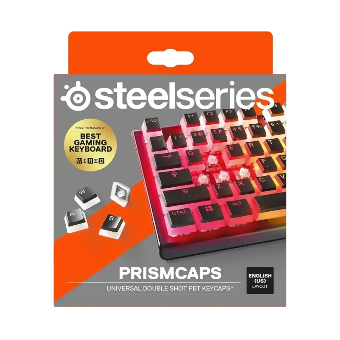 SteelSeries PBT Double-Shot Keycaps | 104 Key Set | OEM Profile | Durable Black Finish | For Mechanical Keyboards | TechFndrs