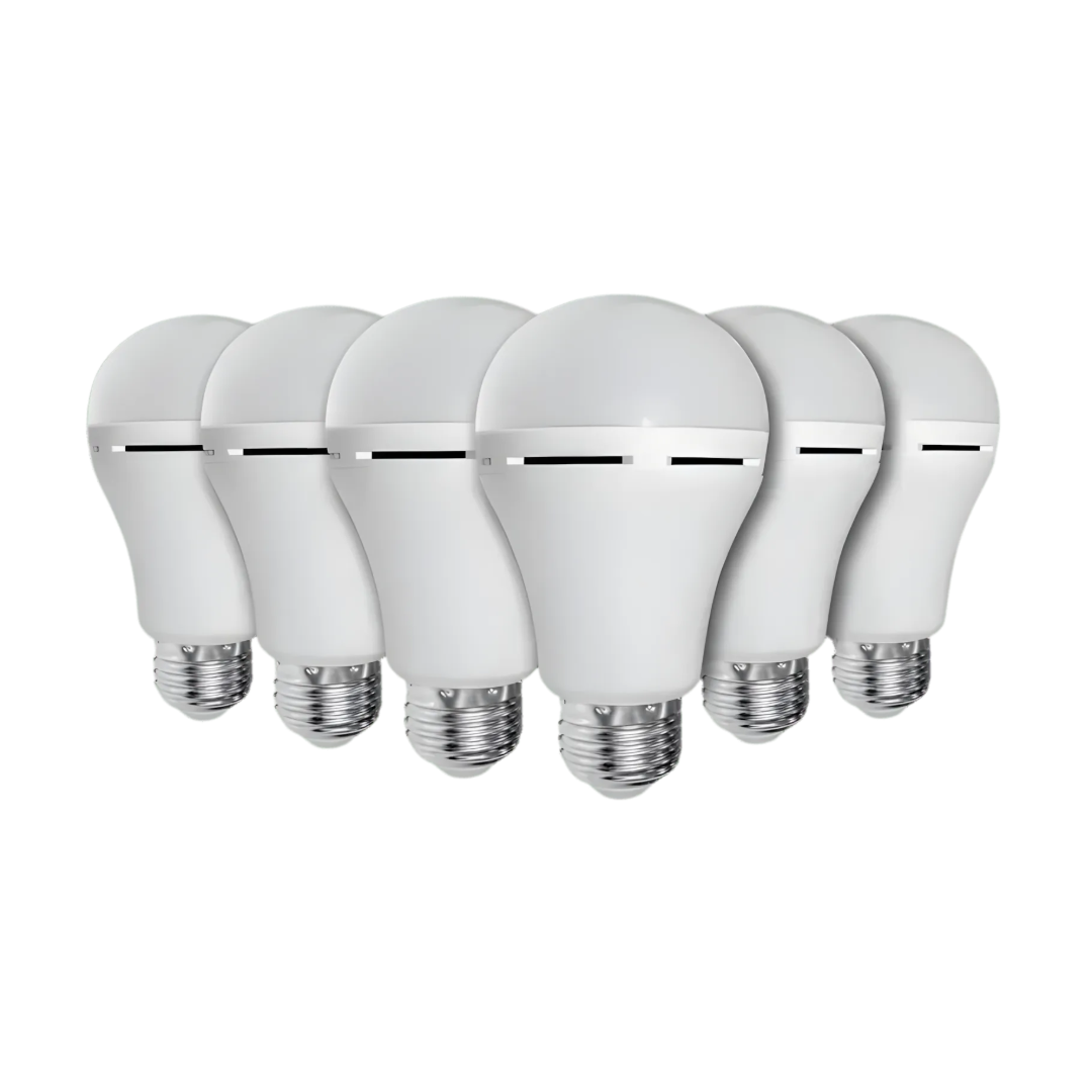 Elecstor Rechargeable E27 Bulb 6 Pack | 7W Cool White | 4-Hour Emergency Light | Built-in Lithium Battery | TechFndrs