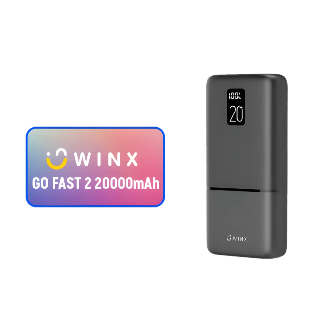 Winx GO Fast 2 20000mAh Power Bank | 20W PD & QC 3.0 | Dual USB-C & USB-A | Digital Display | Fast Charging | TechFndrs