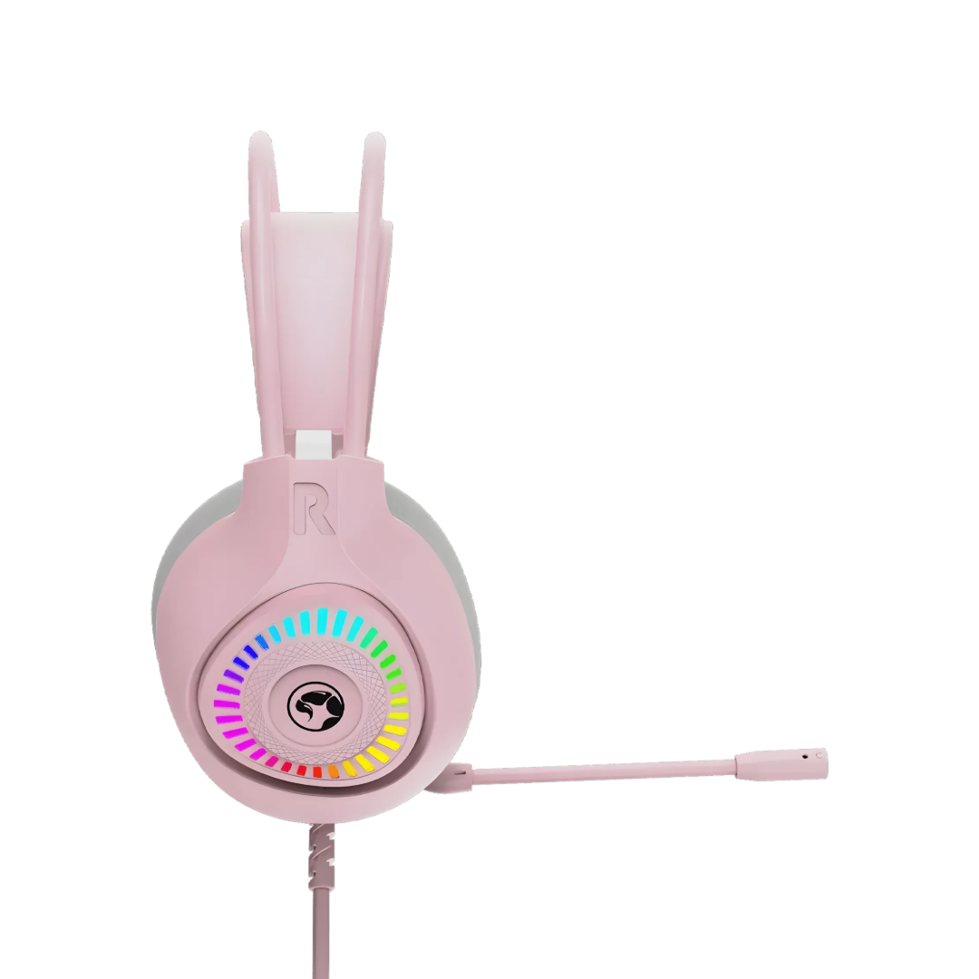 Marvo H-8325 PULZ 30 Wired Gaming Headset | 7.1 Virtual Surround Sound | RGB Lighting | Noise-Cancelling Mic | Pink | TechFndrs