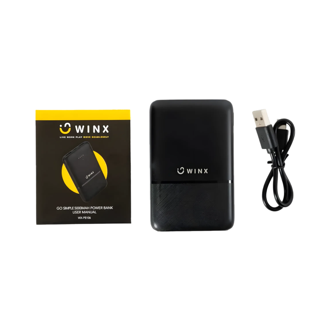 Winx GO Simple 5000mAh Power Bank | Ultra Slim Power Bank | Single-Hand Portable Charger | TechFndrs