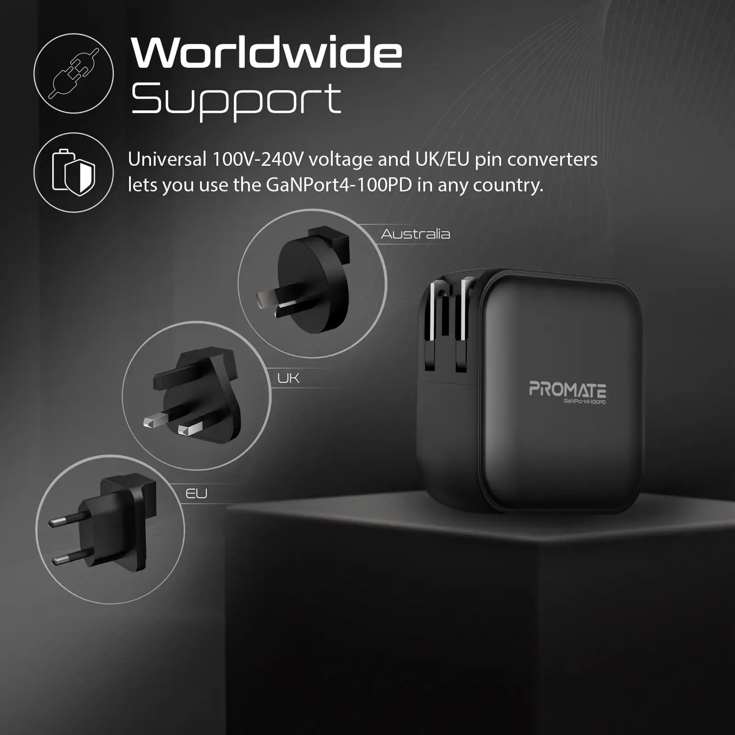 Promate 100W GaNFast Charger with Quick Charge 3.0 | 4-Port USB-C PD Desktop Charger | 55% Smaller Power Adapter | TechFndrs