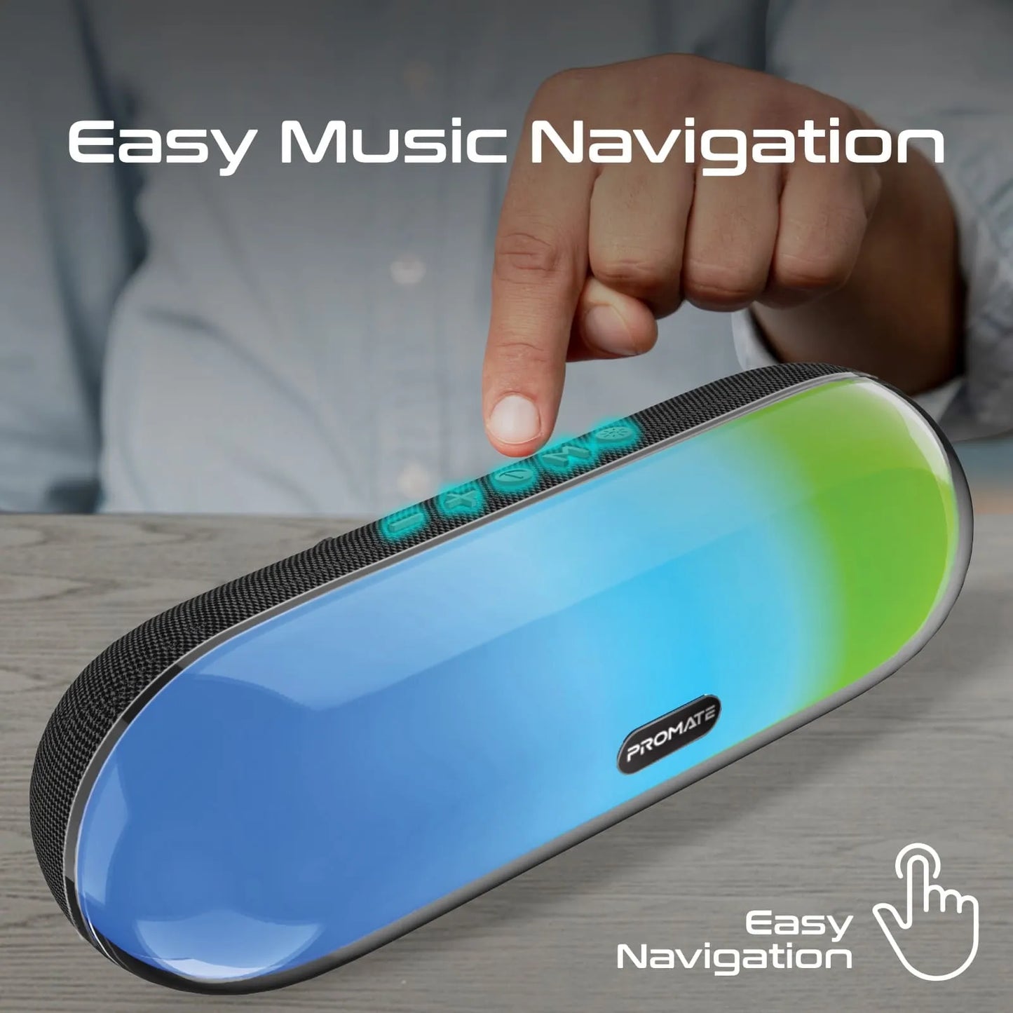 Promate LumiBar Portable Bluetooth Speaker | 12H Playtime | IP67 Waterproof | LED Mood Light | TechFndrs