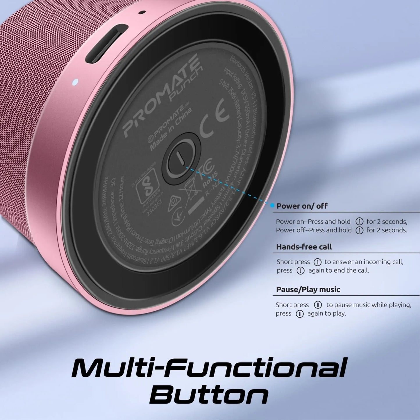 Promate Punch Magnetic Bluetooth Speaker | 12H Playtime | IP67 Waterproof | Magnetic Mount | TechFndrs