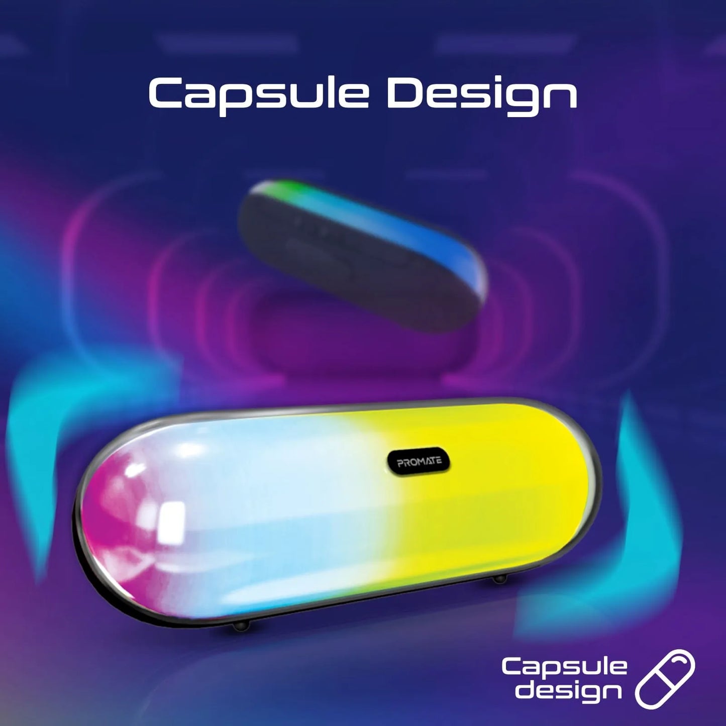 Promate LumiBar Portable Bluetooth Speaker | 12H Playtime | IP67 Waterproof | LED Mood Light | TechFndrs