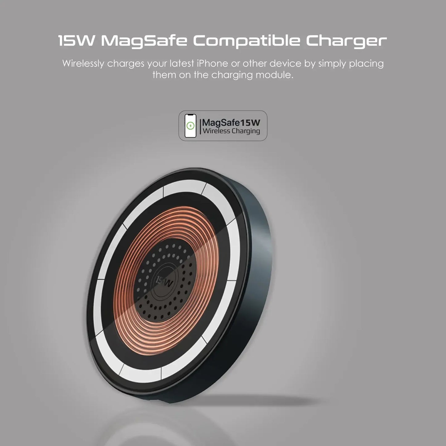 Promate MagRing 2-in-1 Transparent MagSafe Wireless Charging Station | 15W Phone & 3W Apple Watch Charger | Foldable Kickstand | TechFndrs