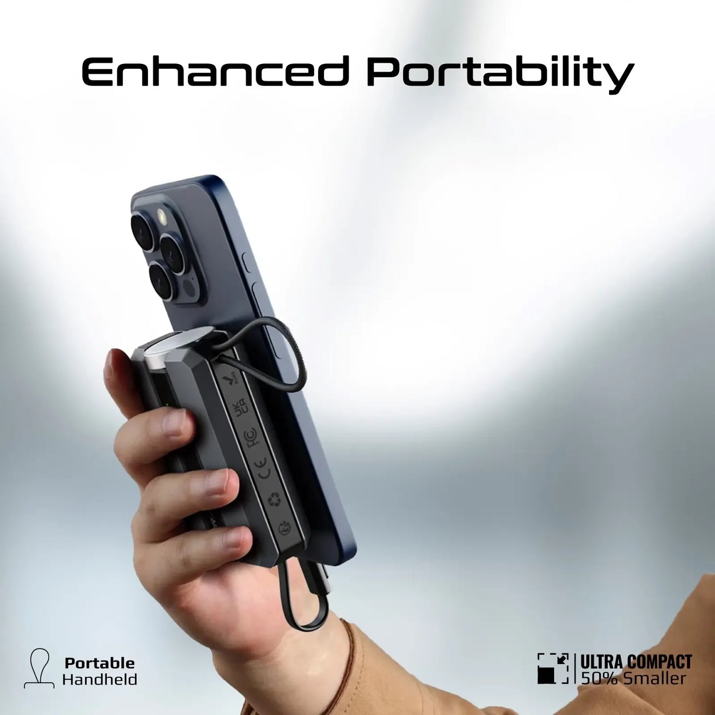 Promate NEO 10 10000mAh Ultra-Fast Power Bank | 22.5W Super Fast Charging | Dual USB-C & USB-A | Compact Design | Grey | TechFndrs