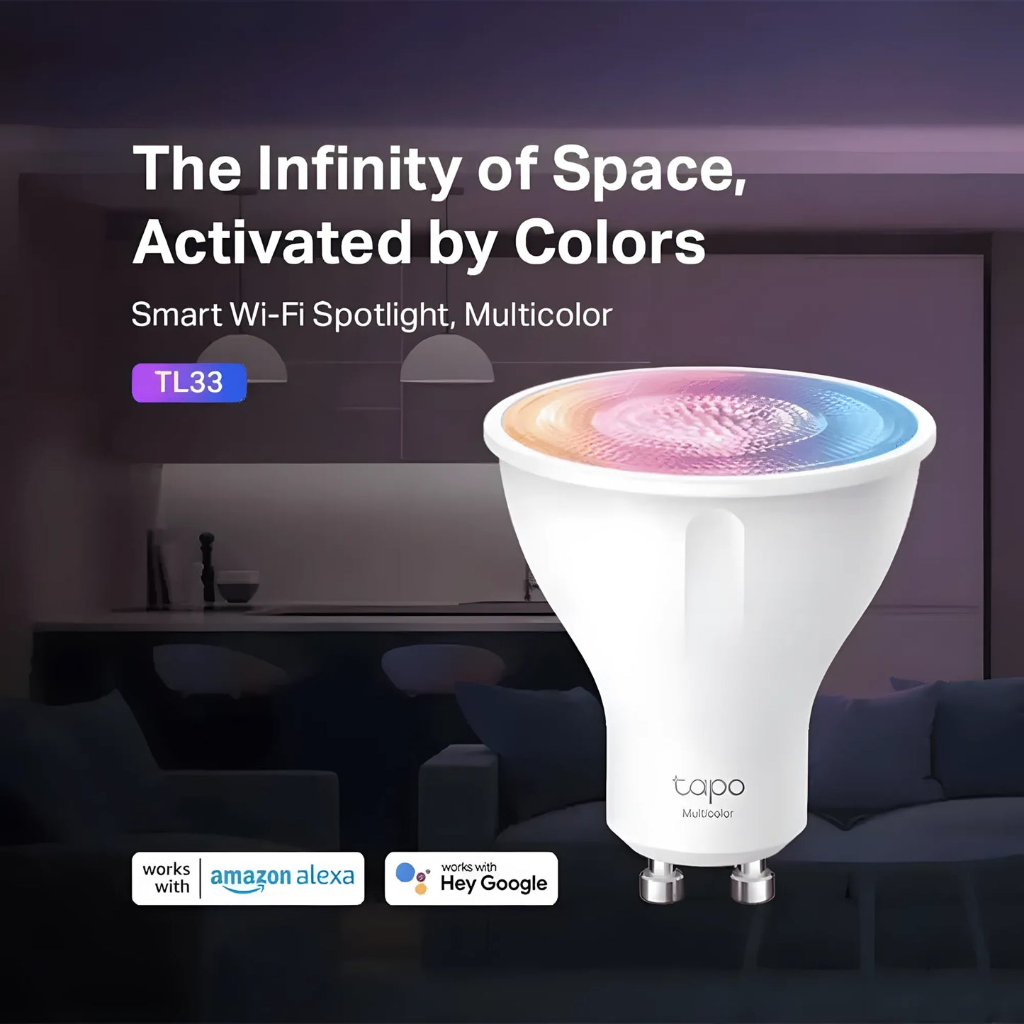 TP-Link Tapo TL33 Smart Wi-Fi Spotlight | 16M Colors | Tunable White | GU10 Base | Alexa & Google Assistant | TechFndrs