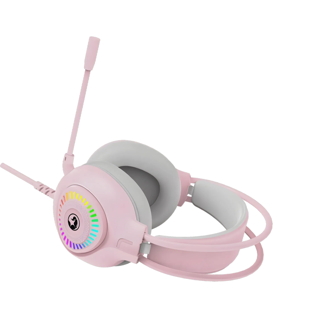 Marvo H-8325 PULZ 30 Wired Gaming Headset | 7.1 Virtual Surround Sound | RGB Lighting | Noise-Cancelling Mic | Pink | TechFndrs