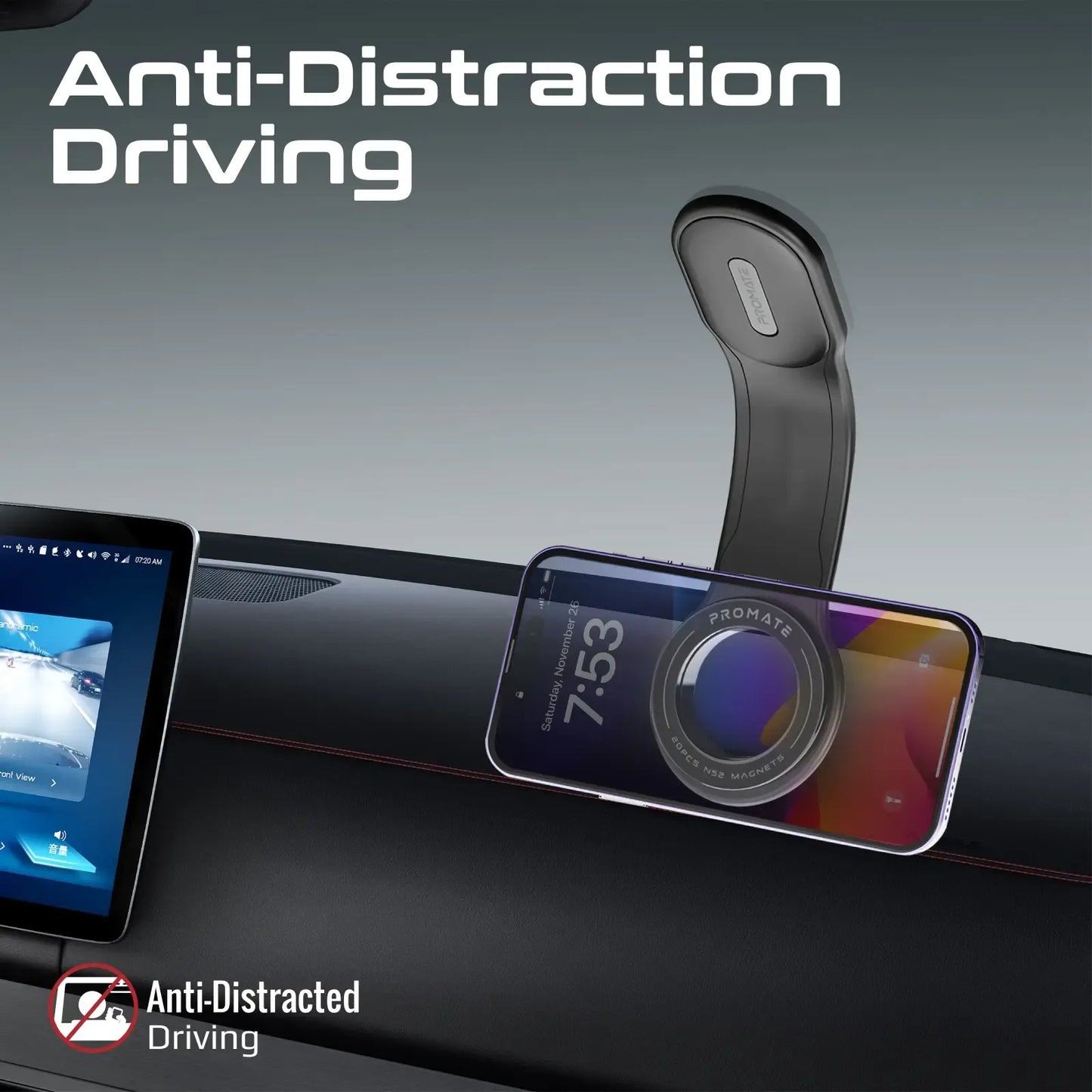 Promate Cradleless Smartphone Holder | Universal Phone Grip | Desk & Car Mount | One-Hand Operation | TechFndrs