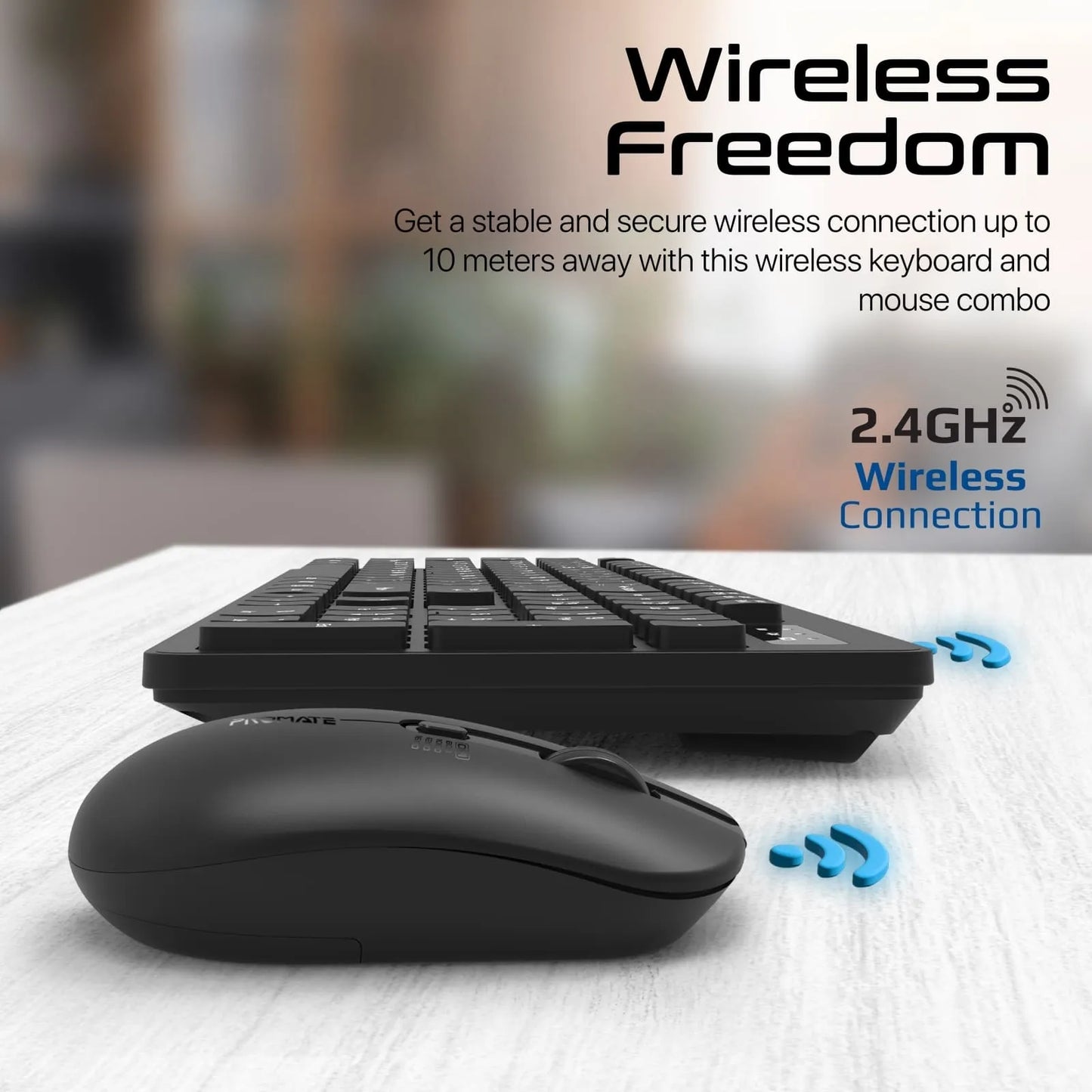 Promate ProCombo 13 Wireless Mouse & Keyboard Combo | 2.4GHz USB Receiver | Silent Keys | 1600 DPI | TechFndrs